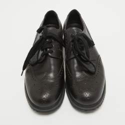 Pre Owned Prada Sport Brown Brogue Leather Derby Sneakers Size 43