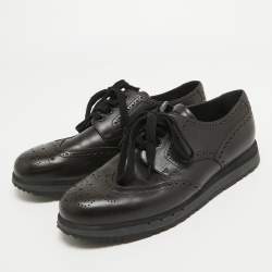 Pre Owned Prada Sport Brown Brogue Leather Derby Sneakers Size 43