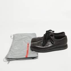 Pre Owned Prada Sport Brown Brogue Leather Derby Sneakers Size 43