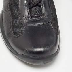 Prada Sport Black Mesh and Leather Low Top Sneakers Size 40