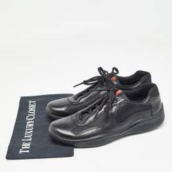 Prada Sport Black Mesh and Leather Low Top Sneakers Size 40