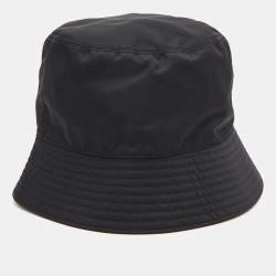 Prada Black Logo Applique Re-Nylon Bucket Hat 