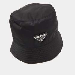 Prada Black Logo Applique Re-Nylon Bucket Hat 