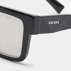 Prada Black/Silver Mirrored SPR 19W Squared Sunglasses