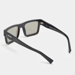Prada Black/Silver Mirrored SPR 19W Squared Sunglasses