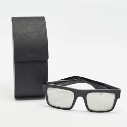 Prada Black/Silver Mirrored SPR 19W Squared Sunglasses