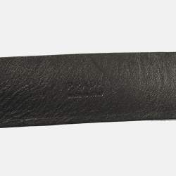 Prada Grey Crocodile Logo Plague Oval Belt  