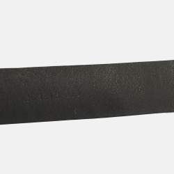 Prada Grey Crocodile Logo Plague Oval Belt  