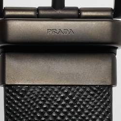 Prada Black/Navy Blue Saffiano Leather Reversible Buckle Belt 100CM