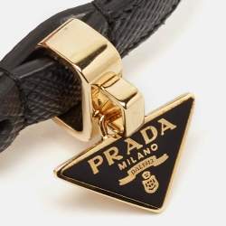 Prada Symbole Leather Gold Tone Bracelet S