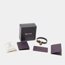 Prada Symbole Leather Gold Tone Bracelet S