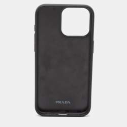 Prada Grey Saffiano Triangle Leather Iphone 15 Pro Max Case