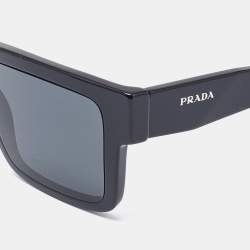 Pre Owned Prada Black SPR 19W Square Sunglasses