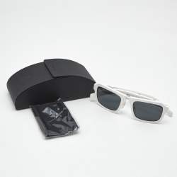 Pre Owned Prada White/Black SPR 09X Rectangle Sunglasses
