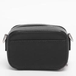 مملوكة مسبقًا Prada Black Leather Travel Mini Strap Pouch 