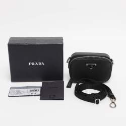 مملوكة مسبقًا Prada Black Leather Travel Mini Strap Pouch 