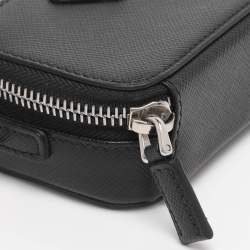 مملوكة مسبقًا Prada Black Leather Travel Mini Strap Pouch 