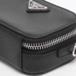 مملوكة مسبقًا Prada Black Leather Travel Mini Strap Pouch 