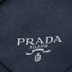 مملوكة مسبقًا Prada Navy Blue Logo Re-Nylon Gabardine Slim Tie 