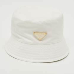 Pre Owned Prada White Re-Nylon Bucket Hat S