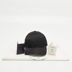 مملوكة مسبقًا Prada Black Re-Nylon Triangle Logo Baseball Cap M