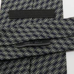 Pre Owned Prada Black Check Pattern Silk Tie