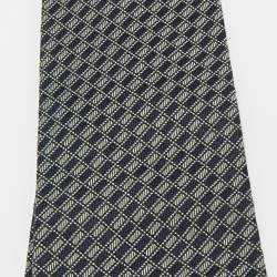Pre Owned Prada Black Check Pattern Silk Tie