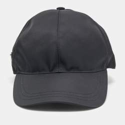 Pre Owned Prade Black Triangle Logo Re-Nylon Baseball Cap M