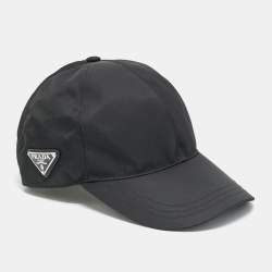 Pre Owned Prade Black Triangle Logo Re-Nylon Baseball Cap M