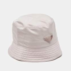 مملوكة مسبقًا Prada Pink Re-Nylon Triangle Logo Bucket Hat S