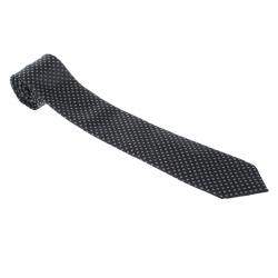 Prada Navy Blue Diamond Pattern Jacquard Tie