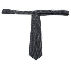 Prada Navy Blue Diamond Pattern Jacquard Tie