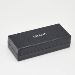 Pre Owned Prada Letters Leather Two Tone Metal Key Chain