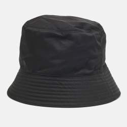 Pre Owned Prada Black Re-Nylon Enamel Logo Bucket Hat M
