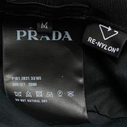 Pre Owned Prada Black Re-Nylon Enamel Logo Bucket Hat M
