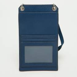 Pre Owned Prada Navy Blue Saffiano Lux Leather Phone Holder Crossbody Bag