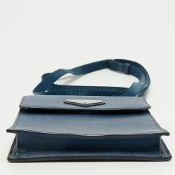 Pre Owned Prada Navy Blue Saffiano Lux Leather Phone Holder Crossbody Bag