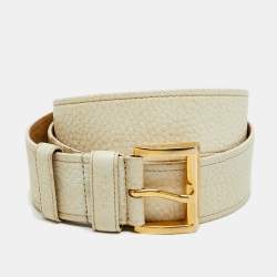 Pre Owned Prada Buckle Belt Off White Leather