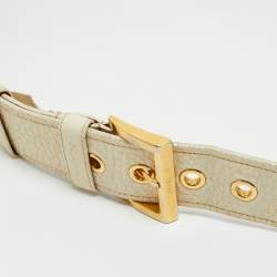 Pre Owned Prada Buckle Belt Off White Leather