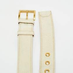Pre Owned Prada Buckle Belt Off White Leather