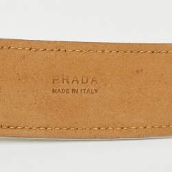 Pre Owned Prada Buckle Belt Off White Leather