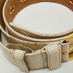 Pre Owned Prada Buckle Belt Off White Leather