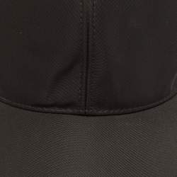 Pre Owned Prada Black Triangle Logo Plaque Re-Nylon Baseball Cap S 