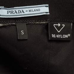Pre Owned Prada Black Triangle Logo Plaque Re-Nylon Baseball Cap S 