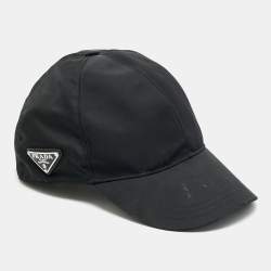 Pre Owned Prada Black Re-Nylon Triangle Logo Plaque Baseball Cap XL