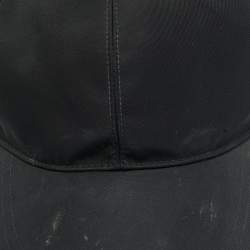Pre Owned Prada Black Re-Nylon Triangle Logo Plaque Baseball Cap XL