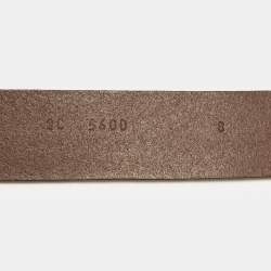 Pre Owned Prada Oval Plaque 95 CM Buckle Belt Brown Saffiano Leather