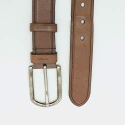 Pre Owned Prada 110 Buckle Belt Brown Leather
