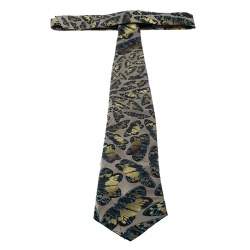 Prada Vintage Multicolor Butterfly Motif Silk Jacquard Traditional Tie
