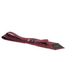 Prada Blush Red Stripe Patterned Traditional Silk Tie